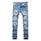 New Basic Men's Ripped Jeans Elasticity Mid Waist Straight Pants